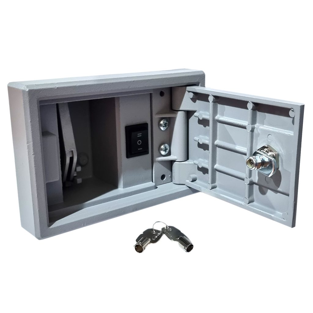Cofre blindino desbloqueo de electrofreno para motores de puertas enrollables.