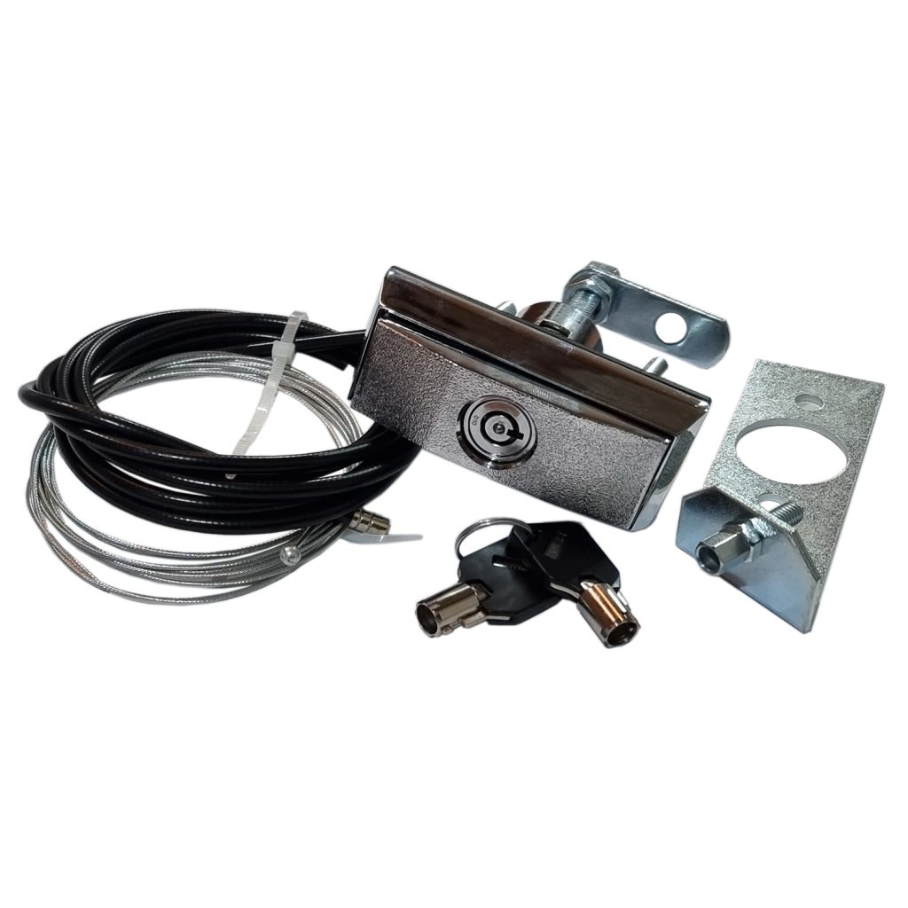 imagen de cerradura de desbloqueo exterior con manilla puertas basculantes, muelle y seccionales